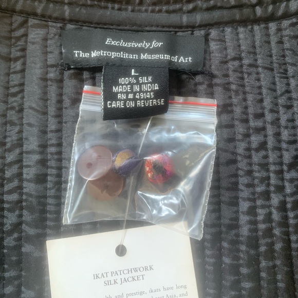 Met Museum Ikat Silk Patchwork Reversible Jacket Boho Art Jacket L - Picture 3 of 6